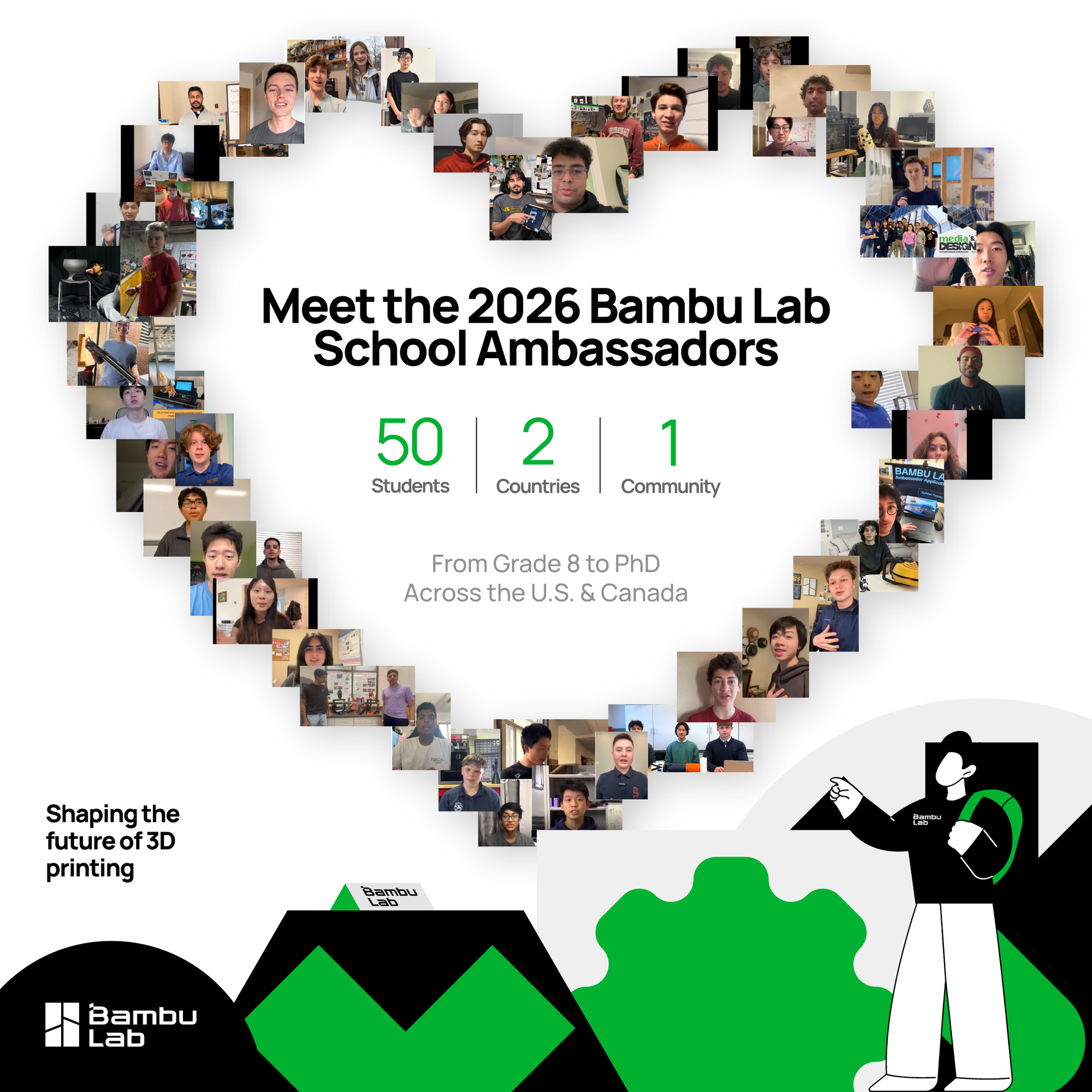 2026 Bambu Lab 校園大使:50 個學生,夏天 41 場活動見過超過 3 萬人